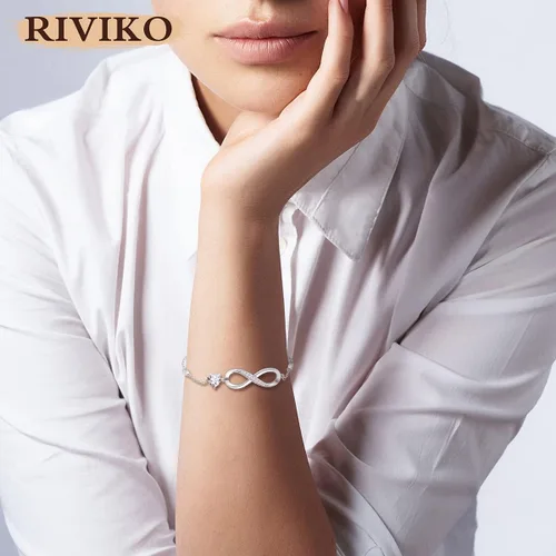 Miniatura 4 de RIVIKO Pulsera con dije de símbolo de corazón de amor infinito para mujer, plata de ley 925, ajustable, cumpleaños, Navidad, día de San Valentín