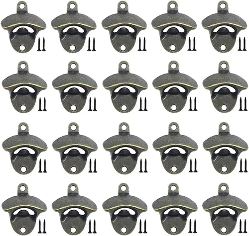 ANSLYQA Paquete de 20 abridores de botellas montado en la pared, abrebotellas de cerveza vintage con tornillos para bares, hoteles KTV, hogares,