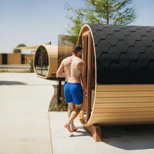 Miniatura 18 de Smartmak Sauna de vapor de barril al aire libre personalizada, 2-10 personas de cicuta canadiense/cedro rojo tradicional sala de sauna de madera
