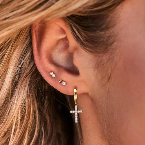 Miniatura 3 de JWEIWENCAY Pendientes de aro chapados en oro de 18 quilates para mujer