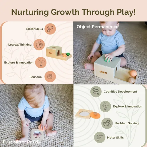 Miniatura 3 de Jackie & Vancie Juguetes Montessori para Niños de 1 Año, Juego Sensorial 6 en 1 Juguetes de Aprendizaje de Madera, Set de Juguetes Montessori