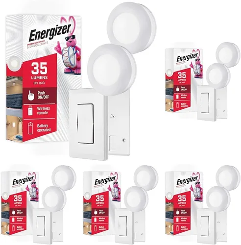 Miniatura 7 de Energizer Luces LED de disco, control remoto de interruptor de pared, paquete de 2, funciona con pilas, iluminación debajo del gabinete, luces