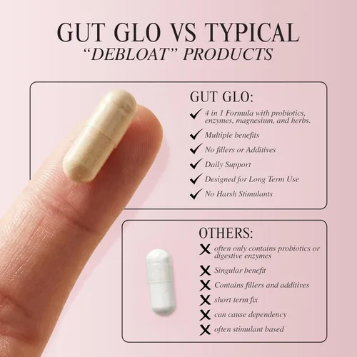 Miniatura 7 de Gut Glo - Alivio natural de la hinchazón, la salud intestinal, la digestión y el estreñimiento 4 en 1 probiótico, enzima digestiva, magnesio