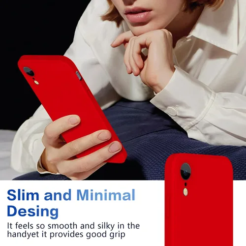 Miniatura 6 de Funda para iPhone XR de silicona líquida, protección de cuerpo completo, suave antiarañazos para iPhone XR, ajuste delgado, duradero, 6.1 pulgadas
