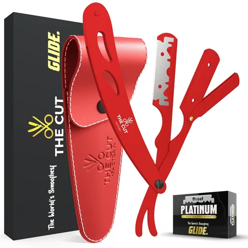 Miniatura 7 de The Cut - Factory - Cuchillas de afeitar rectas de línea exquisita para hombres con cuchillas de filo único ultra afiladas. Cuchilla de afeitar