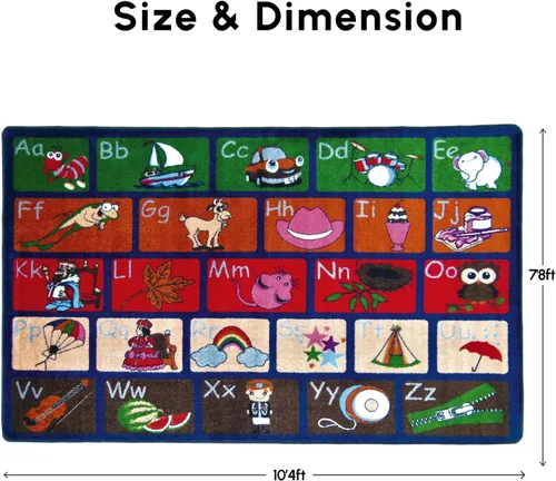 Miniatura 2 de SAFECASTLE ABC Picture Phonics - Alfombra educativa del alfabeto para niños, 7 pies 8 pulgadas x 10 pies 4 pulgadas, alfombra de aprendizaje