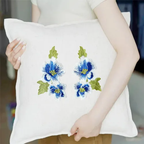Miniatura 2 de 1 par de parches de peonía azul, parches de flores para ropa de bricolaje, jeans, manualidades de costura
