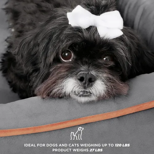 Miniatura 6 de Cama de madera para perros con colchón, elevada de pequeña a media, resistente al agua, cama para mascotas de madera con almacenamiento, certificado