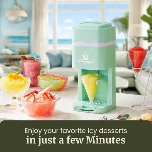 Miniatura 2 de Elite Gourmet Máquina de hielo y cono de nieve afeitado, ESI2215M, granizados refrescantes, Margaritas, Bebidas Boba, Cono de nieve y soporte y Menta
