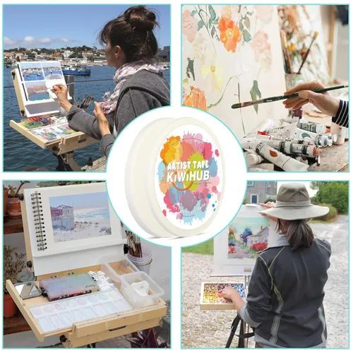 Miniatura 6 de Paquete de 2 cintas blancas de artista para papel de acuarela, cinta adhesiva de arte blanca para dibujar pintura, lienzo, enmarcado, sin ácidos