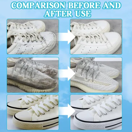 Miniatura 3 de Kit de limpieza de zapatos, limpiador de zapatos blanco de 6.76 onzas, elimina la suciedad y las manchas, kit de limpiador de zapatos con cepillo