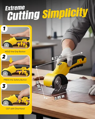 Miniatura 5 de Cortador de cartón eléctrico inalámbrico – Tijeras giratorias recargables para cartón, tela, alfombra, cuero, cortador de caja resistente
