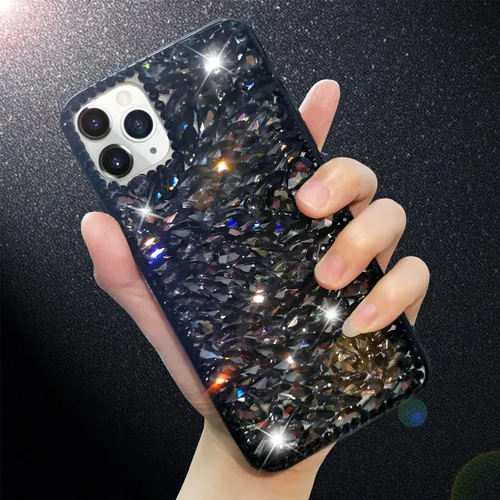 Funda compatible con iPhone 13 Pro Max para mujer, con purpurina 3D, de lujo, con diamantes de imitación brillantes, con gemas transparentes, bonita
