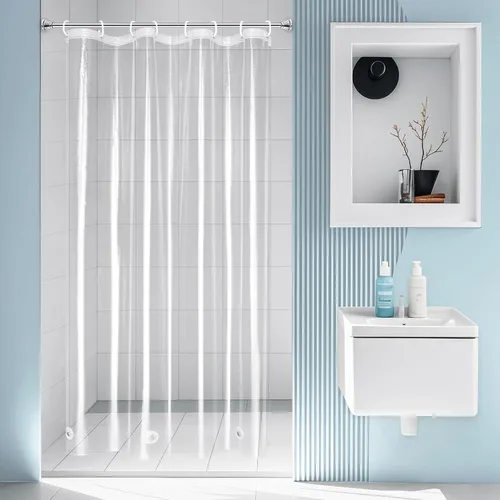 Miniatura 9 de Cortina de baño EurCross con 3 imanes, forro transparente de PEVA 9G, cortina de medio baño 36x72 para ducha
