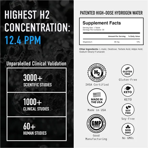 Miniatura 2 de DRINK HRW Rejuvenecimiento - Tabletas de agua de hidrógeno molecular sin sabor (30 unidades) + tabletas de agua de hidrógeno molecular de frambuesa