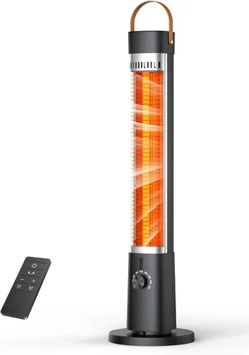 Calentador de exterior para patio, calentadores eléctricos infrarrojos de 32 pulgadas para interiores con control remoto, 1500 W, oscilación de 60°,