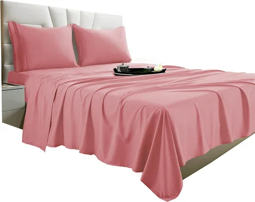Miniatura 25 de Vacco Juego de sábanas tamaño Queen, sábanas y fundas de almohada de 4 piezas para hotel de lujo de la serie 1800, sábanas ultrasuaves