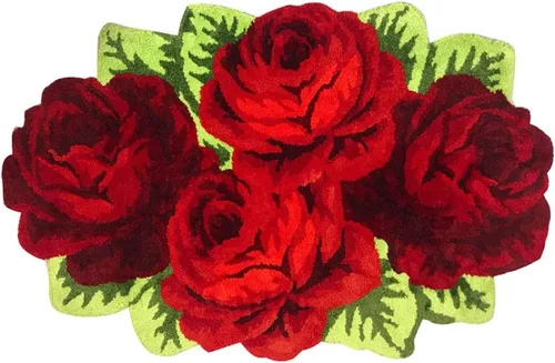 Miniatura 32 de Alfombrilla Abreeze con 4 rosas, alfombrillas con diseño de flores azul, hecha a mano, antideslizante (no se desliza), alfombrilla moderna, de puede