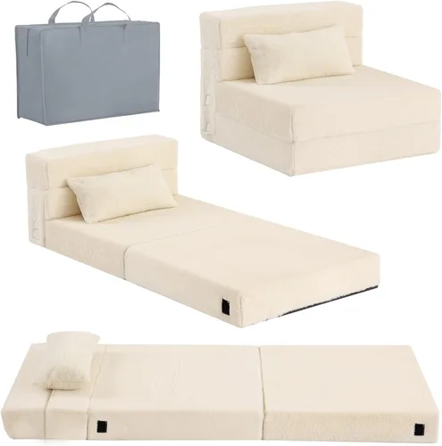 Miniatura 16 de Tiita Colchón de Piso Plegable para Sofá Cama para Niños, Colchoneta de Siesta de Piso Plegable Lavable para Niños Pequeños, Sofá Futón Plegable