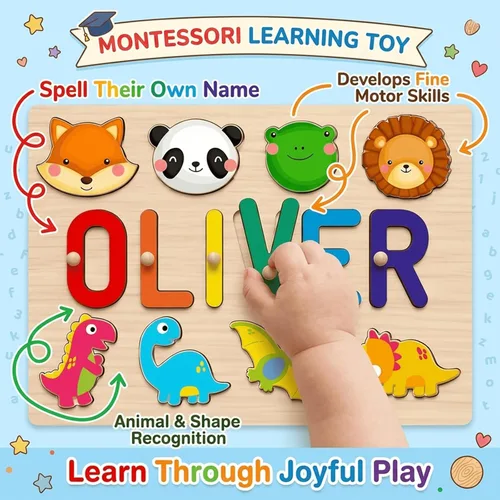 Miniatura 5 de Rompecabezas de nombre personalizado para niños, regalo de juguetes personalizados para bebés, rompecabezas de nombre personalizados para niños