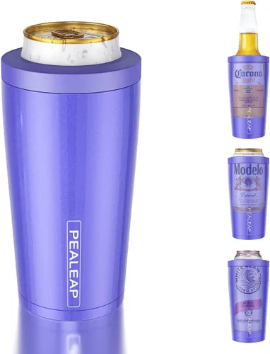 Miniatura 9 de Enfriador de latas delgado aislado 4 en 1 para latas de 12 oz y botellas de cerveza - Mantiene frío por 8 horas, fácil de sostener - Soporte