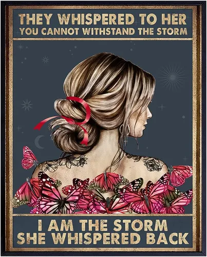 They Whispered to Her You Cannot Withstand The Storm - Arte de pared con cita inspiradora - Decoración de pared de mariposa - Regalos motivacionales