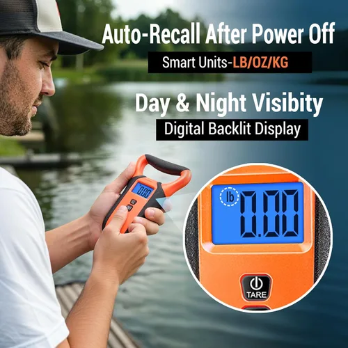 Miniatura 5 de Báscula de pescado digital impermeable flotante con estuche de transporte, báscula de pesaje de pesca con pinza de labio, pantalla LCD