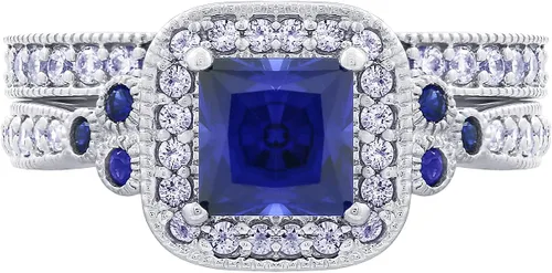 Miniatura 48 de Amazon Essentials Anillo antiguo de plata de ley chapada en platino o oro con circonita cúbica de elementos infinitos de corte Asscher