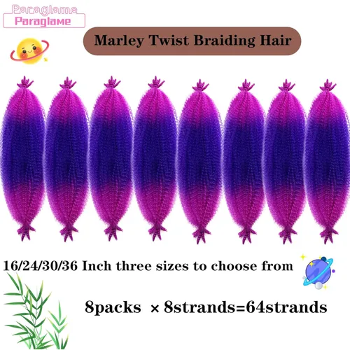 Miniatura 4 de Cabello afro Twist morado degradado de 16 pulgadas, cabello Marley pre-separado para rastas suaves, cabello trenzado Marley Twist Ombre Kinky Spring