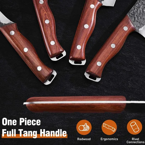 Miniatura 6 de Naitesen Juego de 4 cuchillos de carnicero y cuchillos de cocina, forjados a mano, muy afilados para cortar carne, cocinar, barbacoa, regalos