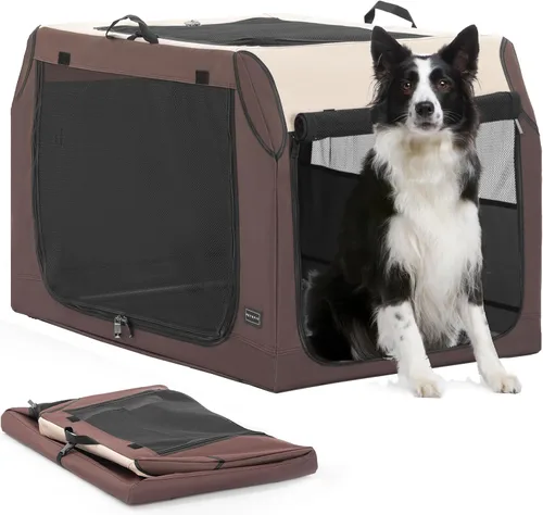 Miniatura 14 de PETSFIT Jaula de viaje para perros, jaula para perros de lados suaves, estructura ajustable resistente de 36 pulgadas, fácil de instalar, jaula Gris