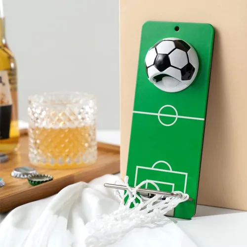 Miniatura 6 de Arola Abrebotellas magnético de fútbol, abridor de pared de metal extraíble con colector de tapas, regalo para amantes del fútbol, amantes