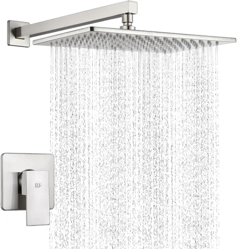 Miniatura 13 de Conjunto de llave de regadera color negro mate, sistema de regadera de lluvia para baño con cabezal de regadera de metal de acero inoxidable, kit