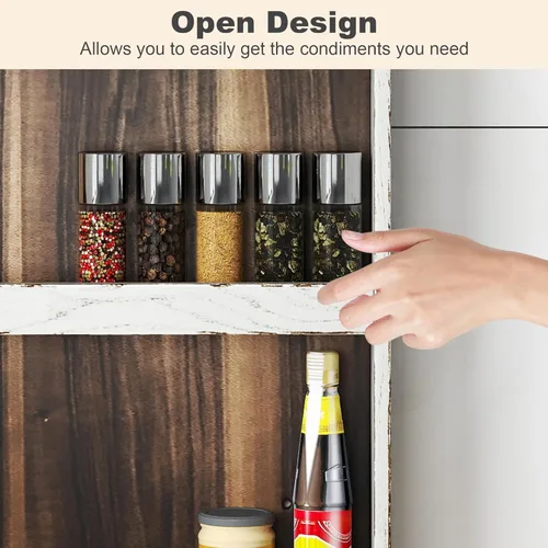 Miniatura 6 de Nisorpa Estante de especias de 3 niveles para montar en la pared, estante de especias de cocina de madera rústica quemada para colgar en la pared