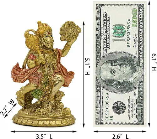 Miniatura 5 de alikiki Estatua de Hanuman volador de Dios hindú – Ídolo indio Hanuman Murti Pooja Escultura India Señor Estatuilla de Señor de la India Templo