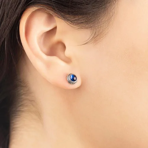 Miniatura 30 de Aretes de plata de ley con piedra natal de cristal real, joyería para mujer, moda occidental 925, envejecida, bohemia, hecha a mano, el mejor regalo