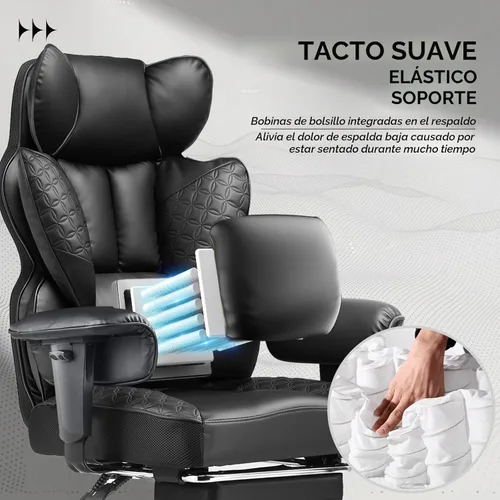Miniatura 4 de COMHOMA Silla de oficina grande y alta, silla ergonómica para juegos con diseño de relieve de lujo con reposapiés, reposabrazos ajustables 03-space