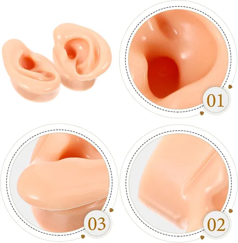 Miniatura 9 de 2 modelos de orejas de silicona suave para la práctica de piercing, orejas falsas flexibles realistas para exhibición de joyas y enseñanza