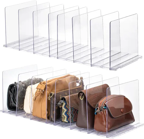 Miniatura 8 de Organizador de bolso para armario, organizador de bolsa de regalo ajustable de acrílico transparente, organizador de bolsa divisora de estantes