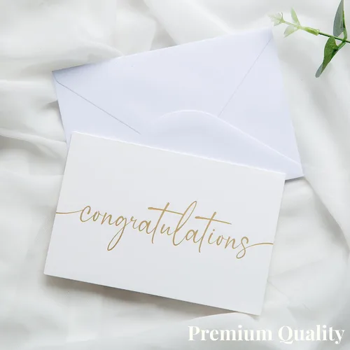 Miniatura 6 de Tarjetas de felicitación con sobres y calcomanías a juego, diseño de lámina dorada mate, paquete a granel de 20 unidades, minimalistas de 4 x 6