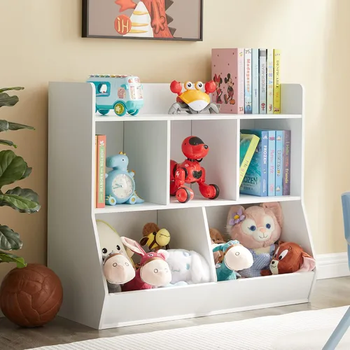 Miniatura 7 de Kovhzcu Organizador de almacenamiento de juguetes con estantería, estante de juguetes para niños de 5 compartimientos, armario de almacenamiento