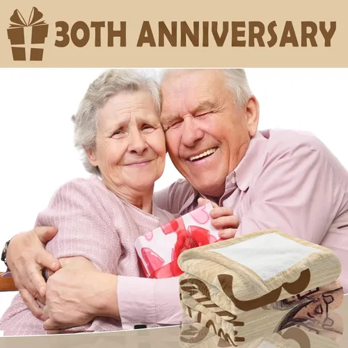 Miniatura 7 de Regalos de 30º Aniversario de Bodas para Parejas, Decoraciones de 30º Aniversario, Regalos de Manta de 30º Aniversario para Esposo Esposa Ella Él