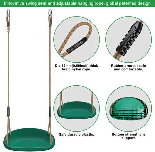Miniatura 6 de BeneLabel Paquete de 2 Asientos de Columpio de Servicio Pesado de Capacidad de 500 Libras con Tabla de Asiento Más Ancha y Cuerda Ajustable
