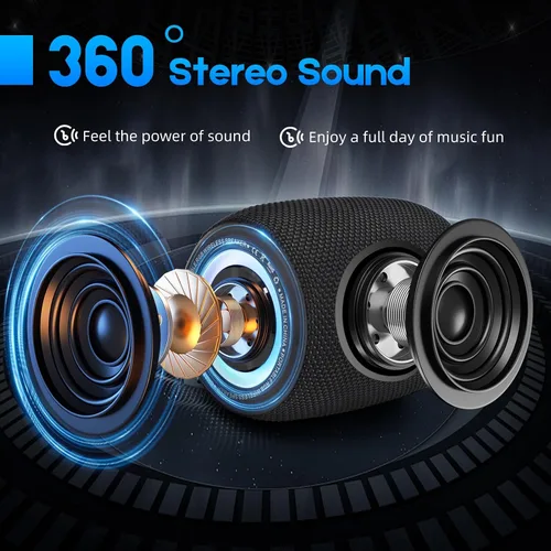Miniatura 2 de Altavoz Bluetooth portátil, altavoz inalámbrico BT5.3 de 20W con diafragmas de graves, luces LED multimodos dinámicos, IPX6 resistente al agua
