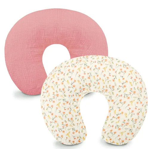 Miniatura 9 de Hooyax Juego de 2 fundas de almohada de muselina de lactancia, suaves y transpirables, fundas de lactancia para almohadas de lactancia, adorable