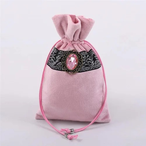Miniatura 5 de BLESSUME Paño de mesa y bolsa de terciopelo de bruja Altar Tarot Paño cuadrado de adivinación (rosa)