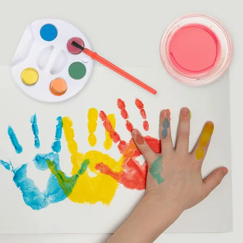 Miniatura 5 de Paquete de 24 mini pintura de acuarela, kit de mini paleta de pintura de 5 colores a granel con pinceles, recuerdos de fiesta artística para niños