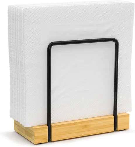 Miniatura 32 de Wican Bandeja para toallas de invitados para baño, servilletas de madera y hierro para tocador, mesa de comedor, cesta de madera para toallas