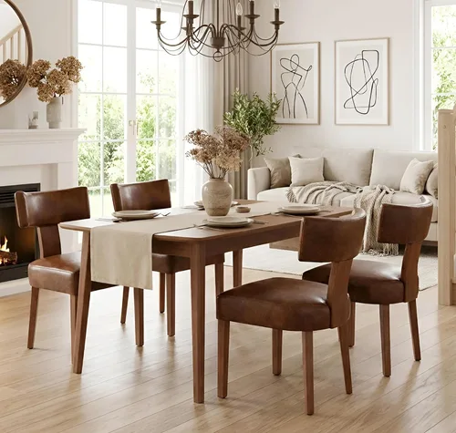 Miniatura 12 de Shunzhi Juego de 2 sillas de comedor modernas de mediados de siglo, sillas tapizadas de madera para comedor, sillas de cocina estilo granja, sillas