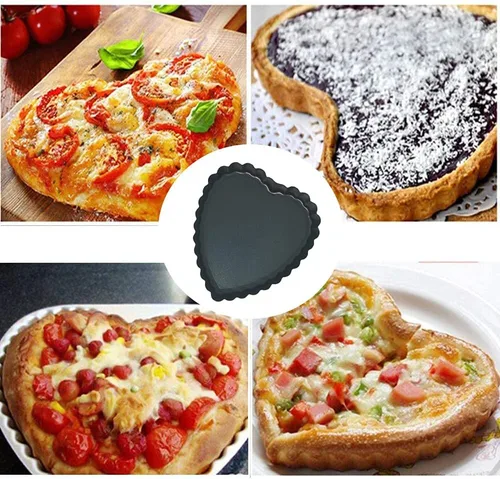 Miniatura 5 de Mini bandeja para tartas, 6 moldes para quiche en forma de corazón de 4 pulgadas, con un molde inferior extraíble, utilizado para postres, hornear
